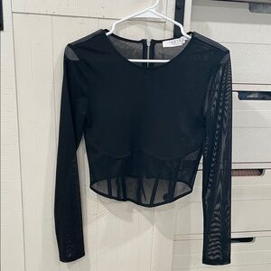 Astr Black Sheer Crop Top
